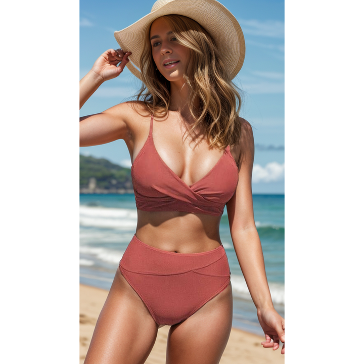 Jodi | Bikini z Wysokim Stanem z Zabawny Dekoltem w Kształcie V