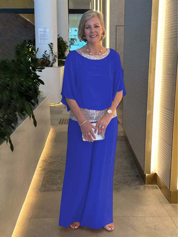 Mireya | Elegancki Dwuczęściowy Zestaw Wieczorowy z Szerokimi Nogawkami