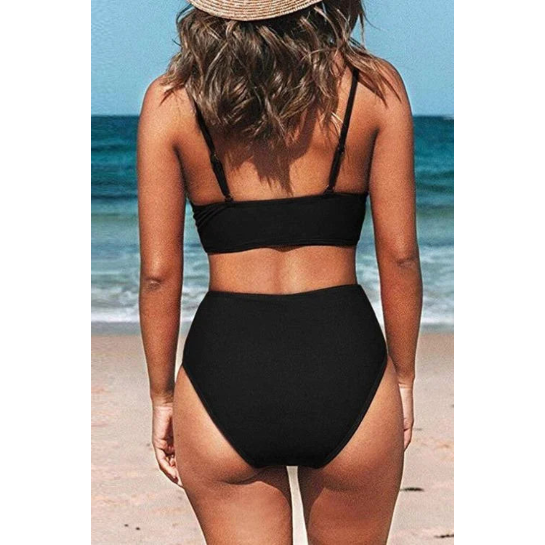 Jodi | Bikini z Wysokim Stanem z Zabawny Dekoltem w Kształcie V