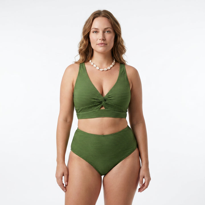 Melanie | Żebrowany Bikini z Wysokim Stanem