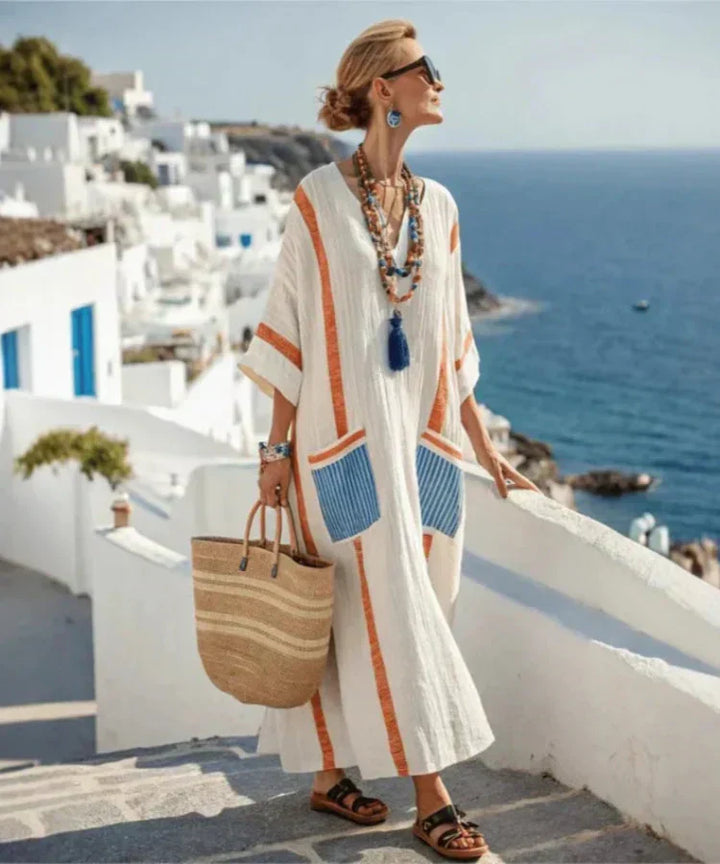 Kathleen | Elegancka Letnia Sukienka Maxi o Luźnym Fasonie