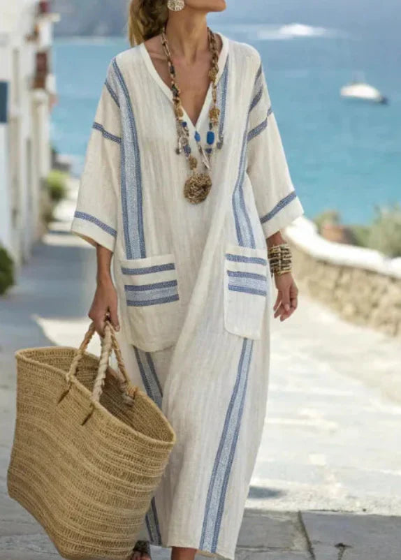 Kathleen | Elegancka Letnia Sukienka Maxi o Luźnym Fasonie